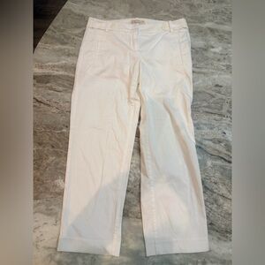 LOFT White Cropped Ankle Pants Womens Size 0 Career Office Stretch Pants